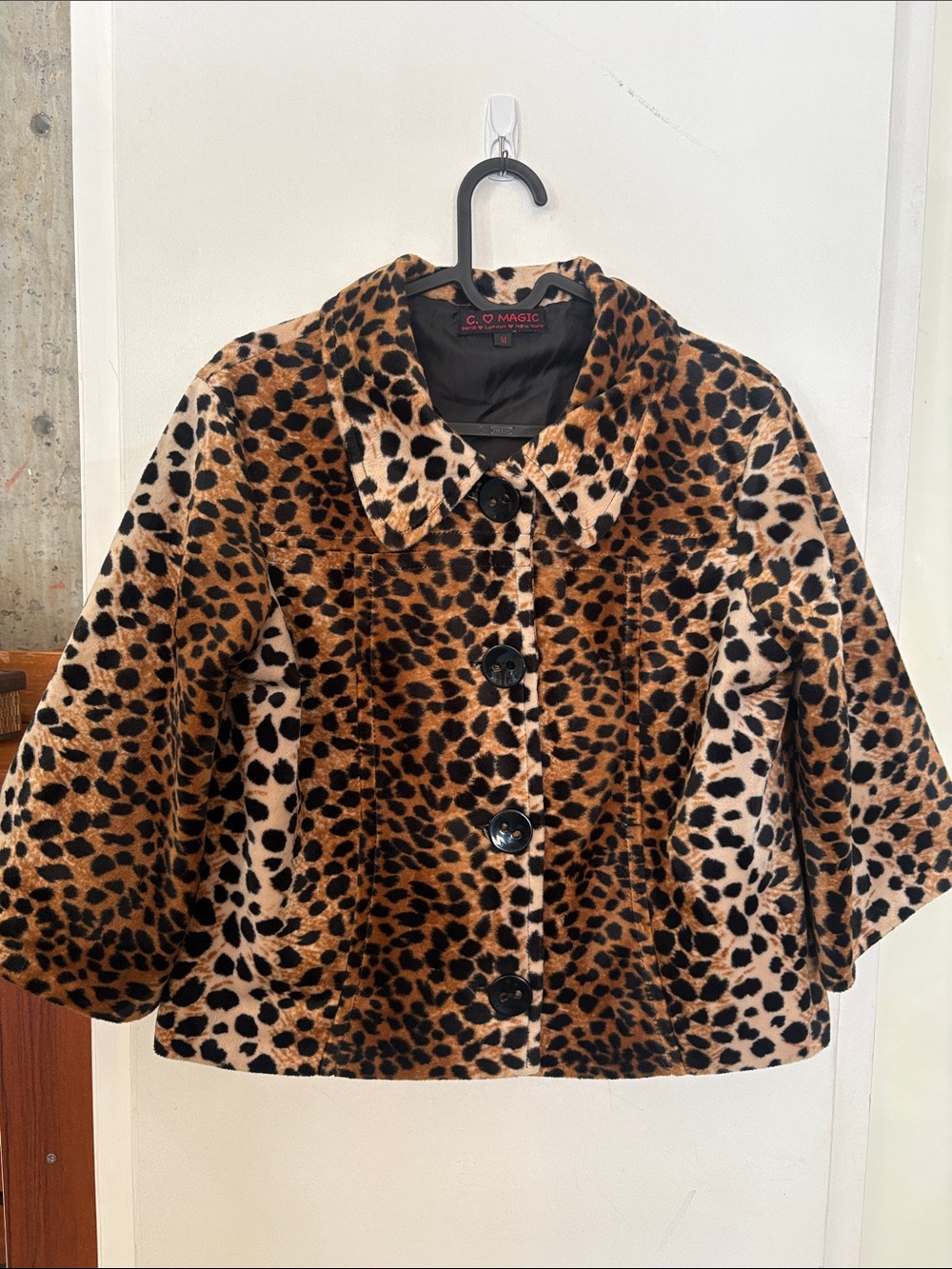 Vintage Inspired Leopard Print Faux Fur Jacket - Brown Black🐆